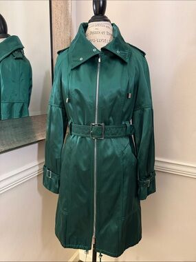 Karen Millen Emerald Green Belted Trench Coat | Size 6 US